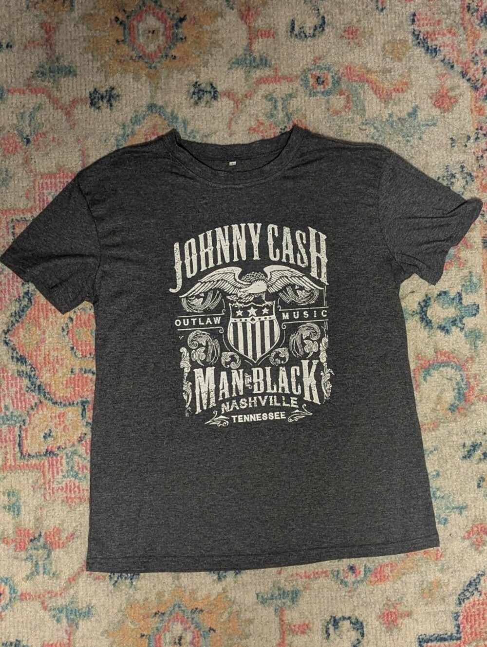 Johnny Cash Graphic Tee in Charcoal Gray, L